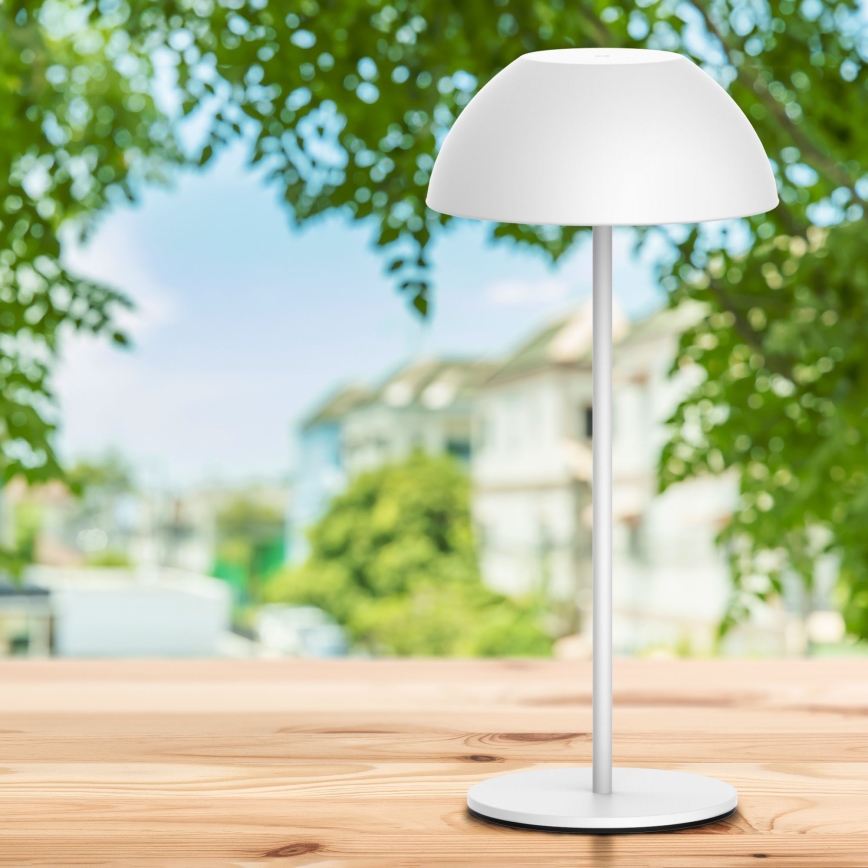 LED Prigušiva dodirna vanjska stolna lampa TANZANIA LED/1,8W/5V USB 1800 mAh IP44 bijela