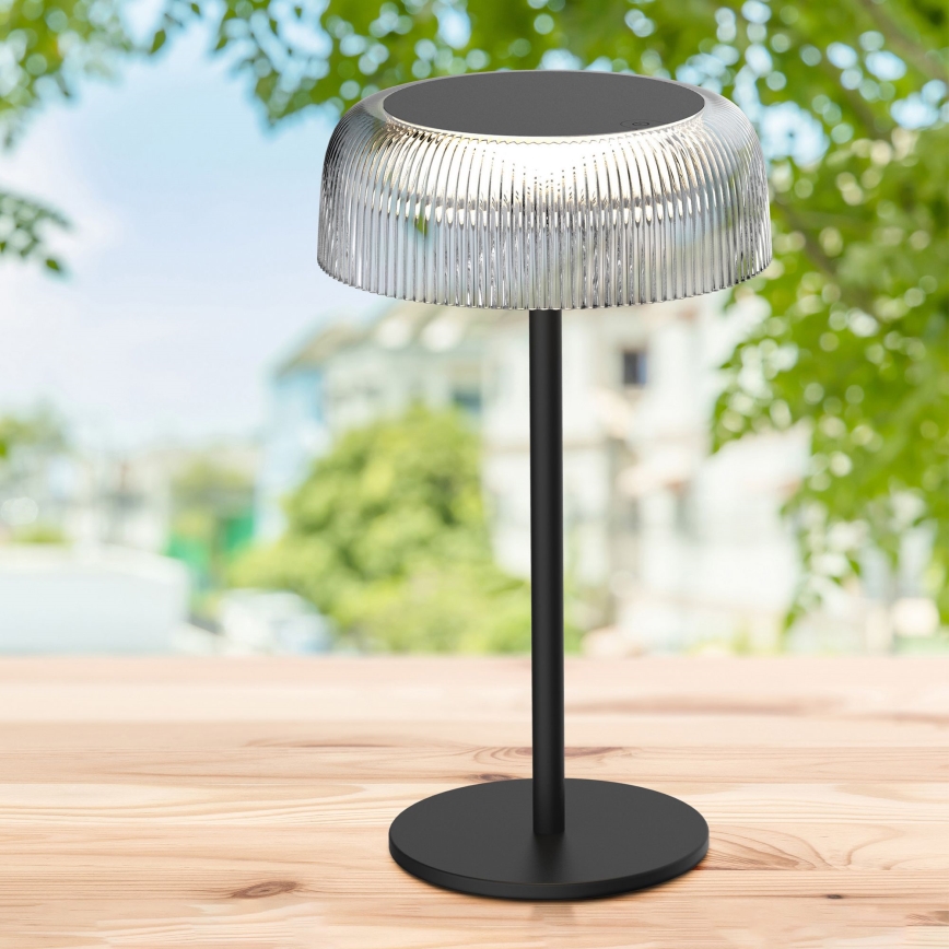 LED Prigušiva dodirna vanjska stolna lampa TRYPOLIS LED/2W/5V USB 1800 mAh IP44 crna