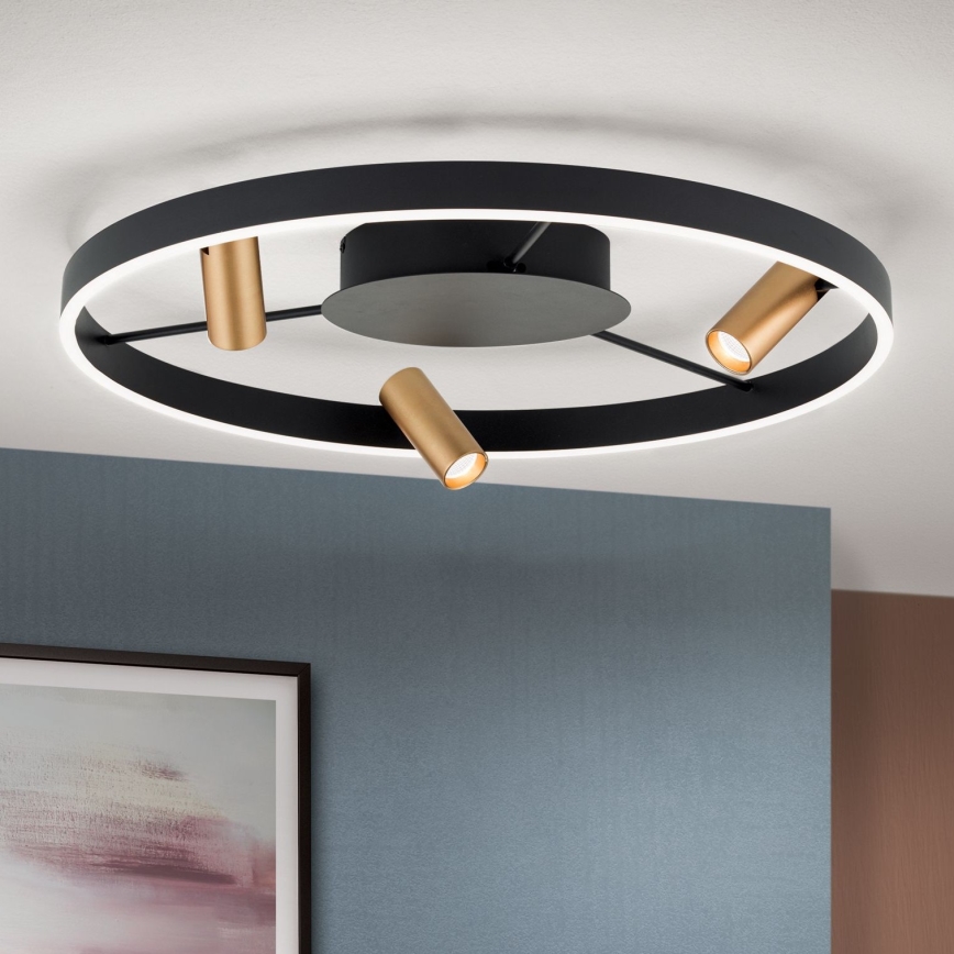 LED Prigušiva stropna svjetiljka BERLIN LED/50W/230V crna/zlatna