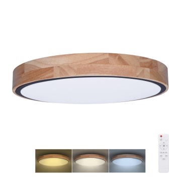 LED Prigušiva stropna svjetiljka IRON OAK LED/48W/230V 3000-6500K hrast pr. 40 cm + daljinski upravljač