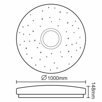 LED Prigušiva stropna svjetiljka LED/150W/230V + daljinski upravljač