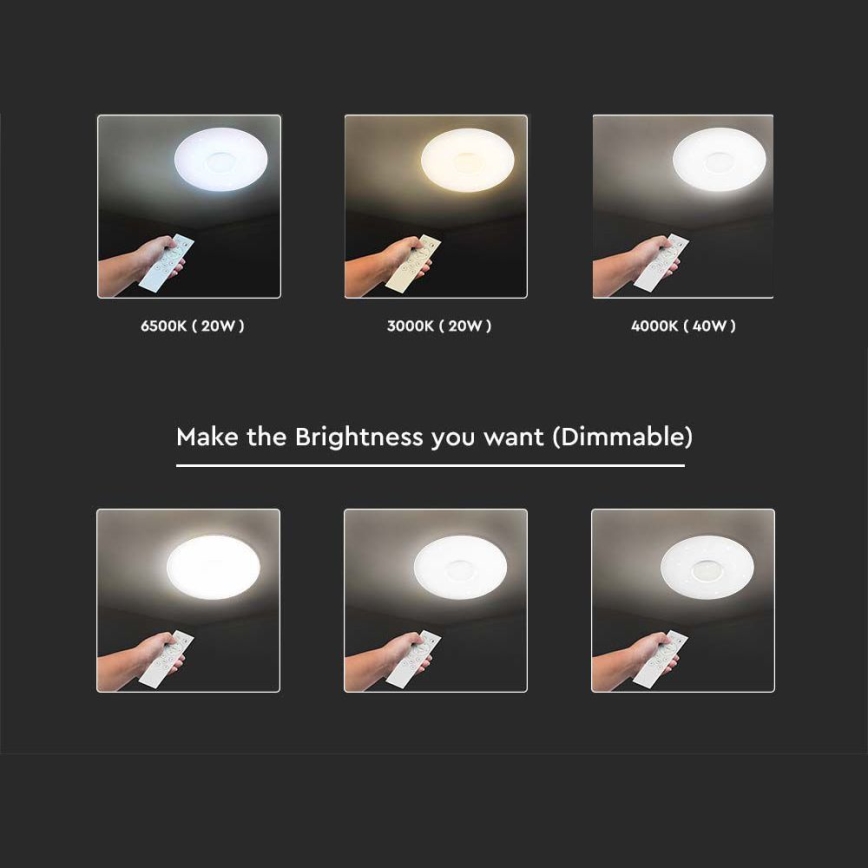 LED Prigušiva stropna svjetiljka LED/40W/230V 3000/4000/6500K pr. 39 cm + daljinski upravljač