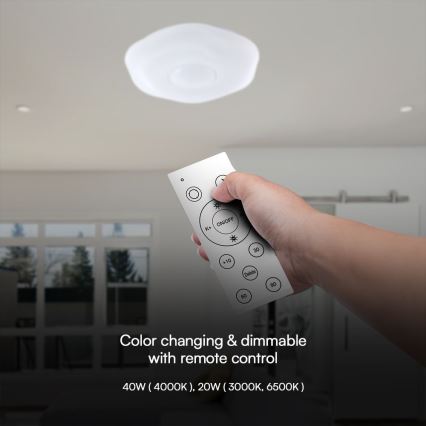LED Prigušiva stropna svjetiljka LED/40W/230V 3000-6500K 40 cm bijela + daljinski upravljač