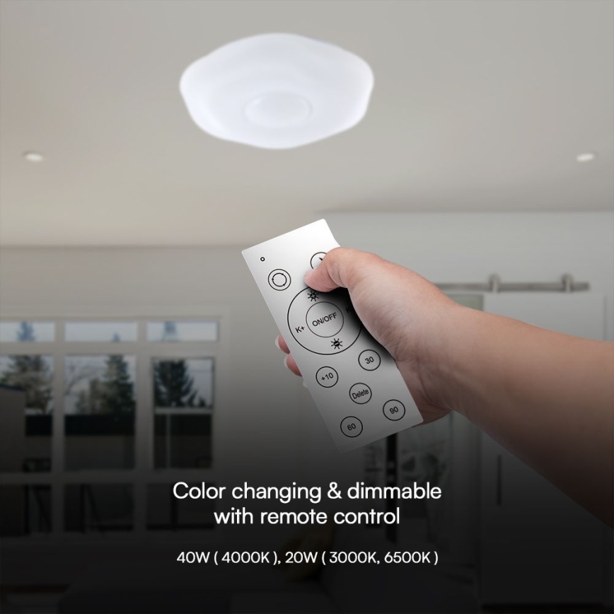 LED Prigušiva stropna svjetiljka LED/40W/230V 3000-6500K 40 cm bijela + daljinski upravljač