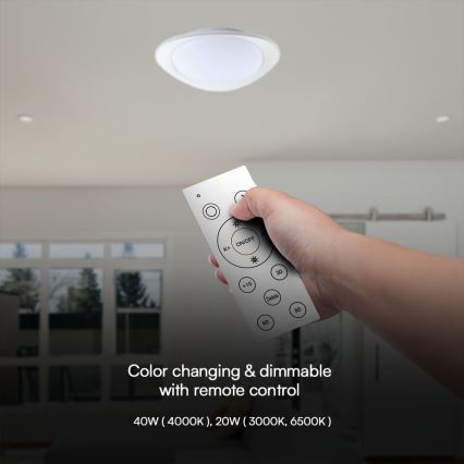 LED Prigušiva stropna svjetiljka LED/40W/230V 3000-6500K 45 cm bijela + daljinski upravljač