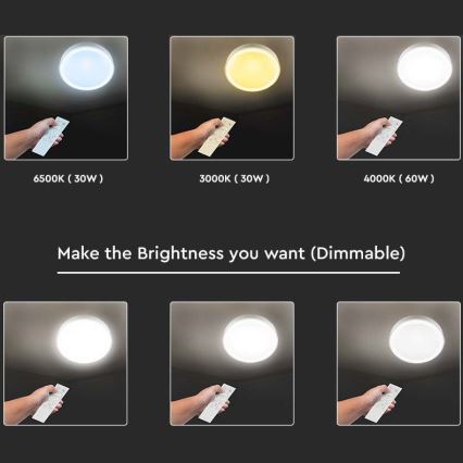 LED Prigušiva stropna svjetiljka LED/40W/230V 3000K/4000K/6500K pr. 51 cm + daljinski upravljač