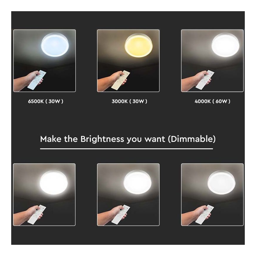 LED Prigušiva stropna svjetiljka LED/40W/230V 3000K/4000K/6500K pr. 51 cm + daljinski upravljač