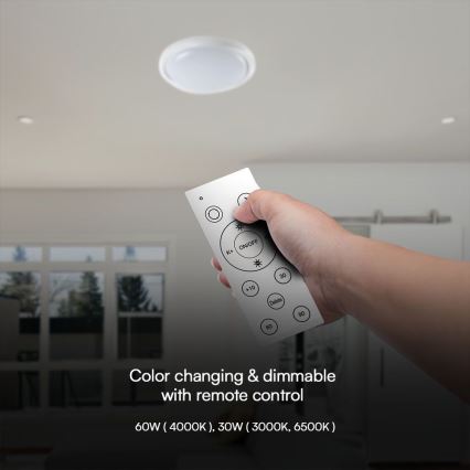 LED Prigušiva stropna svjetiljka LED/60W/230V 3000-6500K 49,2 cm bijela + daljinski upravljač