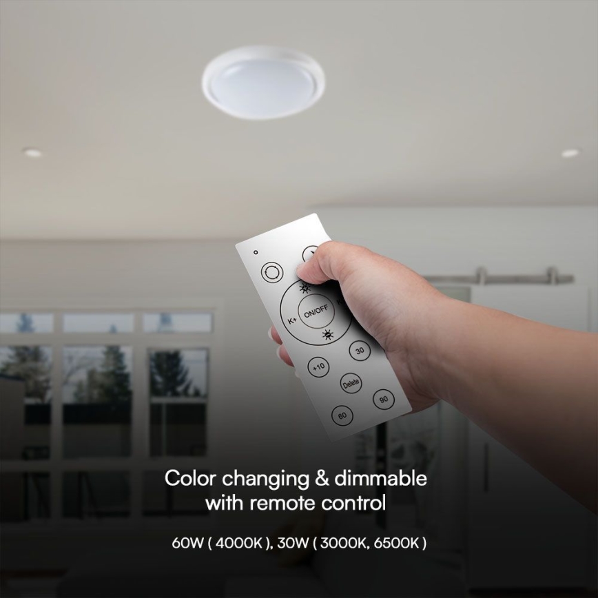 LED Prigušiva stropna svjetiljka LED/60W/230V 3000-6500K 49,2 cm bijela + daljinski upravljač