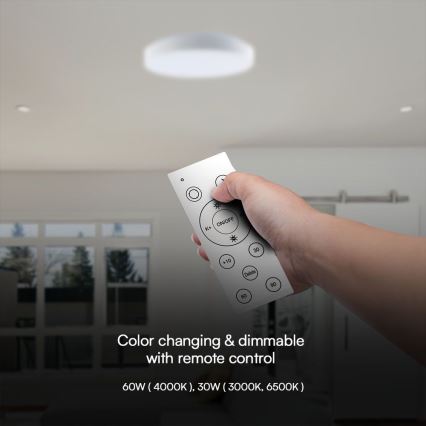 LED Prigušiva stropna svjetiljka LED/60W/230V 3000-6500K 49,5 cm bijela + daljinski upravljač