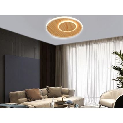 LED Prigušiva stropna svjetiljka LED/65W/230V 3000-6500K smeđa +daljinski upravljač