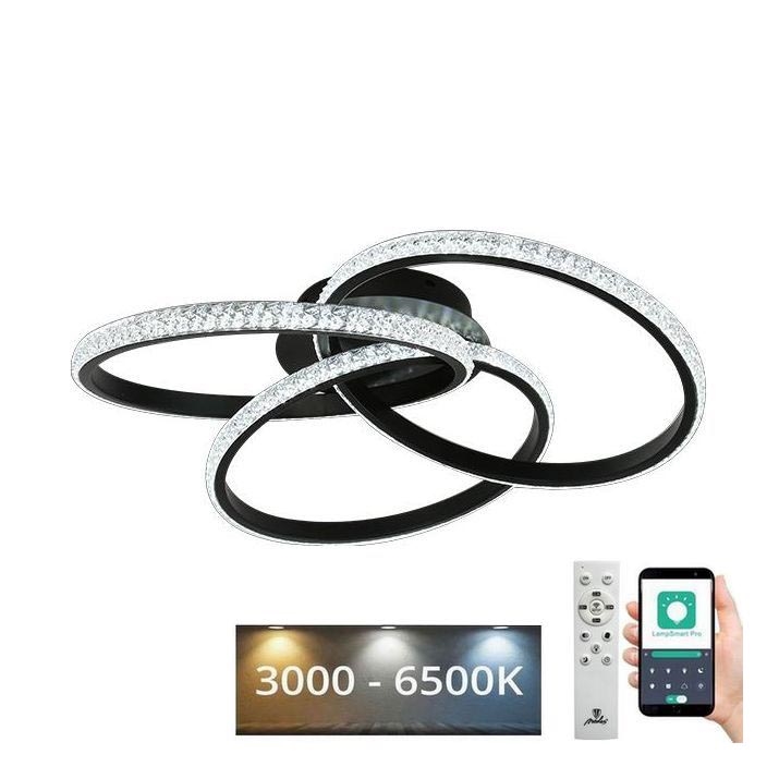 LED Prigušiva stropna svjetiljka LED/70W/230V 3000-6500K crna + daljinski upravljač
