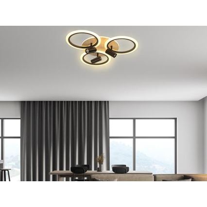 LED Prigušiva stropna svjetiljka LED/70W/230V 3000-6500K crna/smeđa + daljinski upravljač