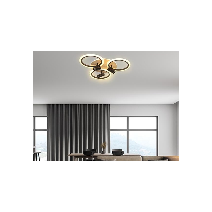 LED Prigušiva stropna svjetiljka LED/70W/230V 3000-6500K crna/smeđa + daljinski upravljač