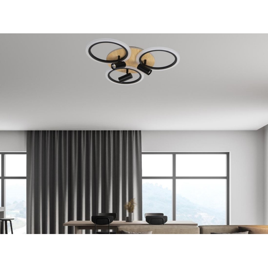 LED Prigušiva stropna svjetiljka LED/70W/230V 3000-6500K crna/smeđa + daljinski upravljač