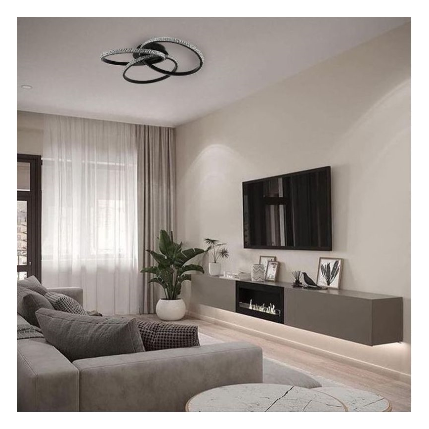 LED Prigušiva stropna svjetiljka LED/70W/230V 3000-6500K crna + daljinski upravljač