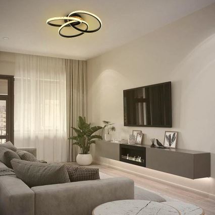 LED Prigušiva stropna svjetiljka LED/70W/230V 3000-6500K crna + daljinski upravljač