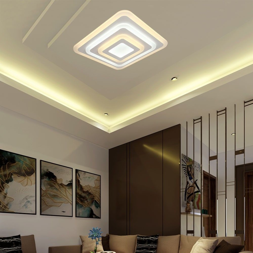 LED Prigušiva stropna svjetiljka LED/77W/230V 3000-6500K 49,5x49,5 cm + daljinski upravljač