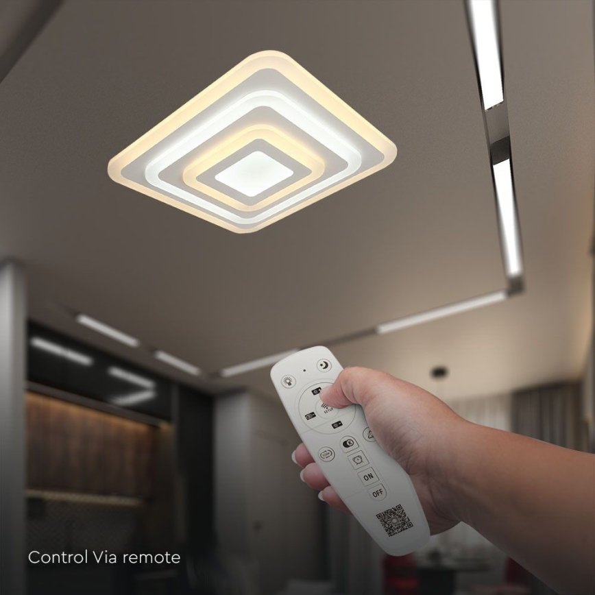 LED Prigušiva stropna svjetiljka LED/77W/230V 3000-6500K 49,5x49,5 cm + daljinski upravljač