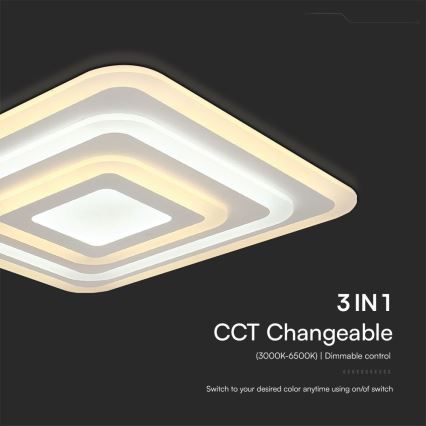 LED Prigušiva stropna svjetiljka LED/77W/230V 3000-6500K 49,5x49,5 cm + daljinski upravljač
