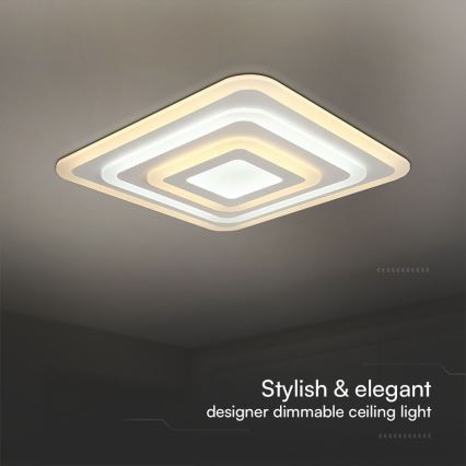 LED Prigušiva stropna svjetiljka LED/77W/230V 3000-6500K 49,5x49,5 cm + daljinski upravljač