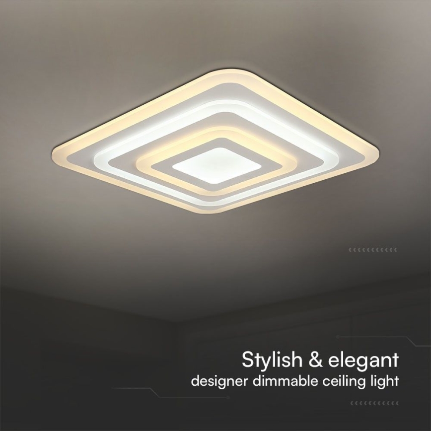 LED Prigušiva stropna svjetiljka LED/77W/230V 3000-6500K 49,5x49,5 cm + daljinski upravljač