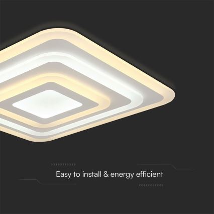 LED Prigušiva stropna svjetiljka LED/77W/230V 3000-6500K 49,5x49,5 cm + daljinski upravljač