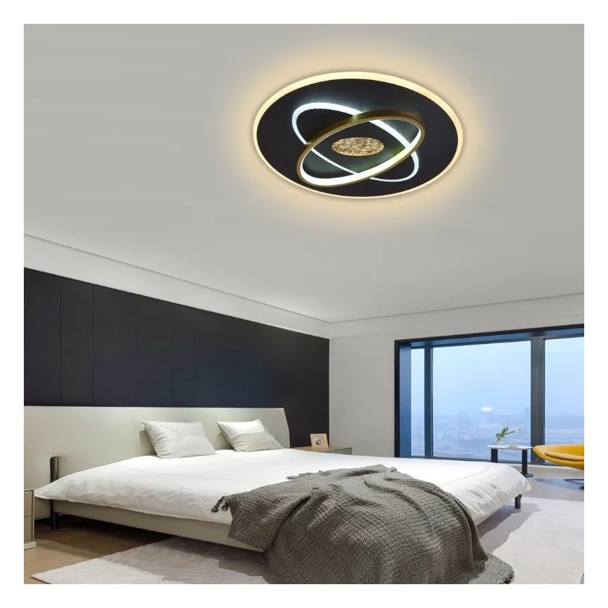 LED Prigušiva stropna svjetiljka LED/80W/230V 3000-6500K crna + daljinski upravljač