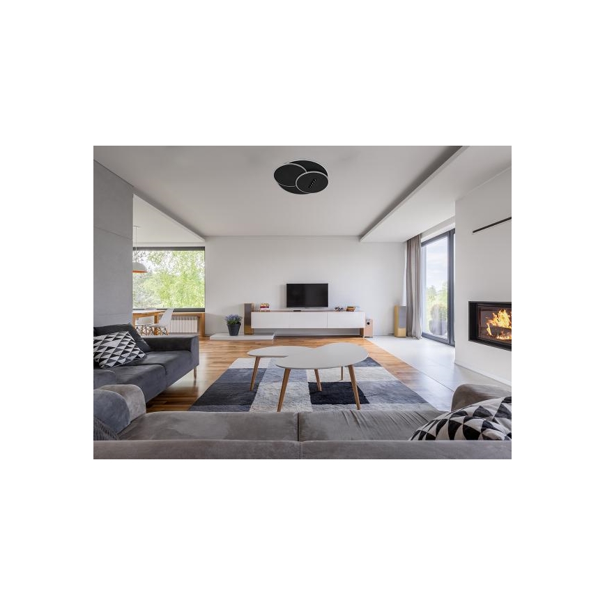 LED Prigušiva stropna svjetiljka LED/90W/230V 3000-6500K crna + daljinski upravljač