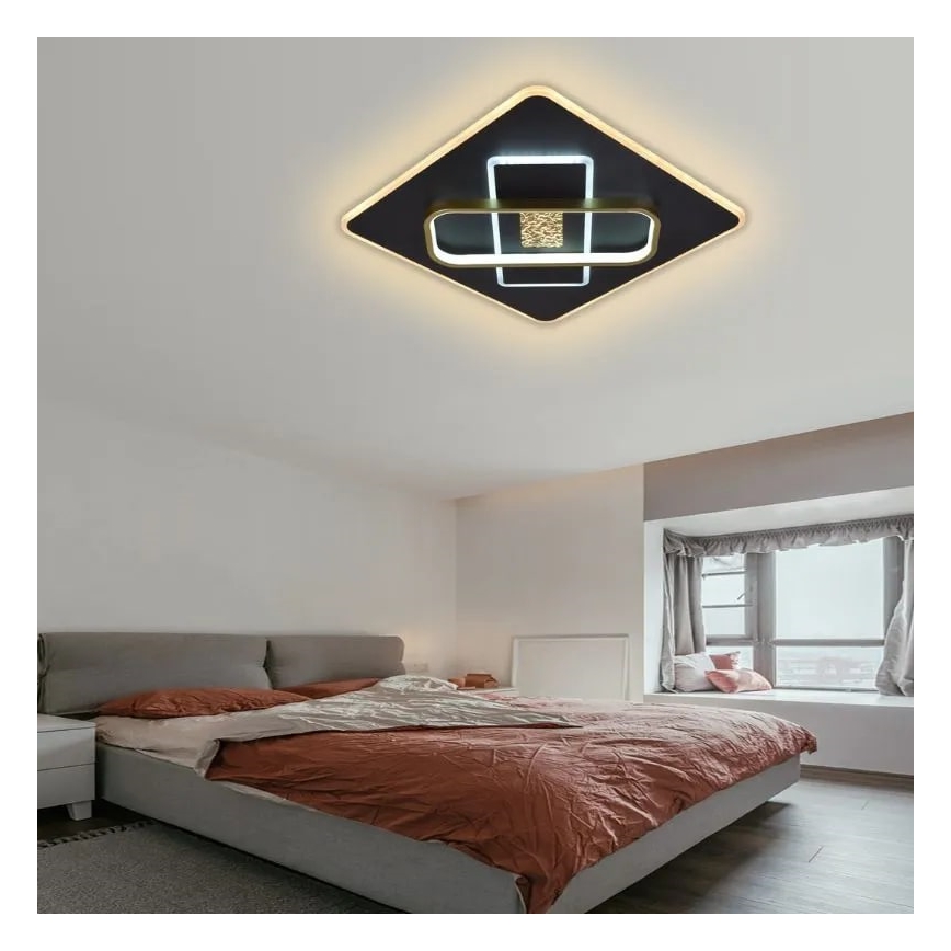 LED Prigušiva stropna svjetiljka LED/90W/230V 3000-6500K crna + daljinski upravljač