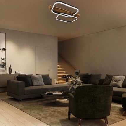 LED Prigušiva stropna svjetiljka LED/95W/230V 3000-6500K hrast + daljinski upravljač