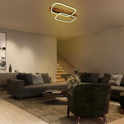 LED Prigušiva stropna svjetiljka LED/95W/230V 3000-6500K hrast + daljinski upravljač