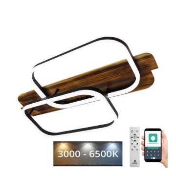 LED Prigušiva stropna svjetiljka LED/95W/230V 3000-6500K hrast + daljinski upravljač
