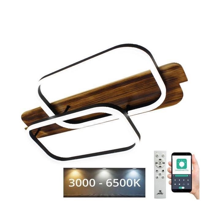 LED Prigušiva stropna svjetiljka LED/95W/230V 3000-6500K hrast + daljinski upravljač