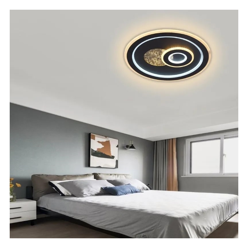LED Prigušiva stropna svjetiljka LED/95W/230V 3000-6500K crna + daljinski upravljač