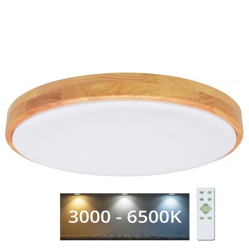 LED Prigušiva stropna svjetiljka LENA LED/60W/230V 3000-6500K hrast + daljinski upravljač