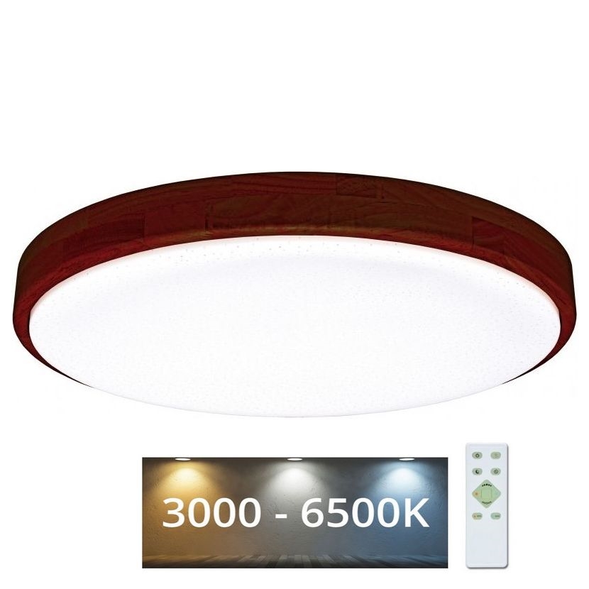 LED Prigušiva stropna svjetiljka LENA LED/60W/230V 3000-6500K hrast + daljinski upravljač