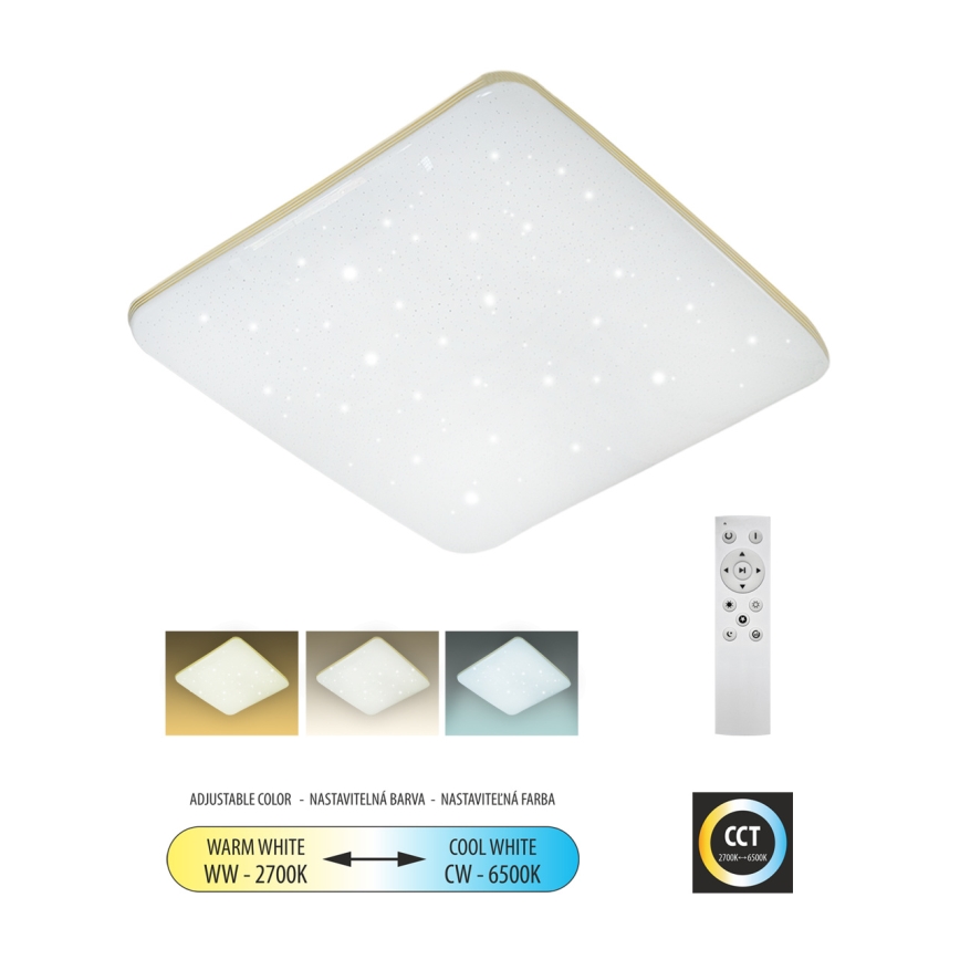 LED Prigušiva stropna svjetiljka MANA LED/60W/230V 2700-6500K 53x53 cm + daljinski upravljač