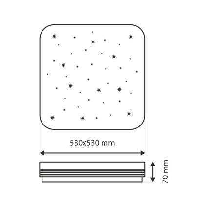 LED Prigušiva stropna svjetiljka MANA LED/60W/230V 2700-6500K 53x53 cm + daljinski upravljač