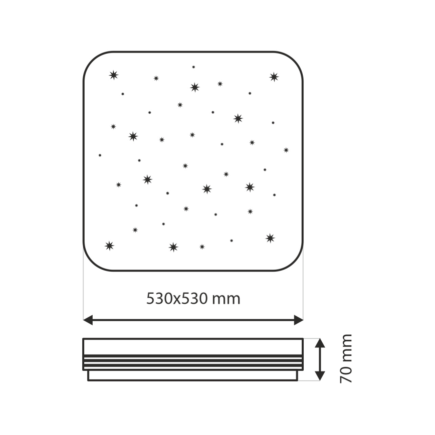 LED Prigušiva stropna svjetiljka MANA LED/60W/230V 2700-6500K 53x53 cm + daljinski upravljač