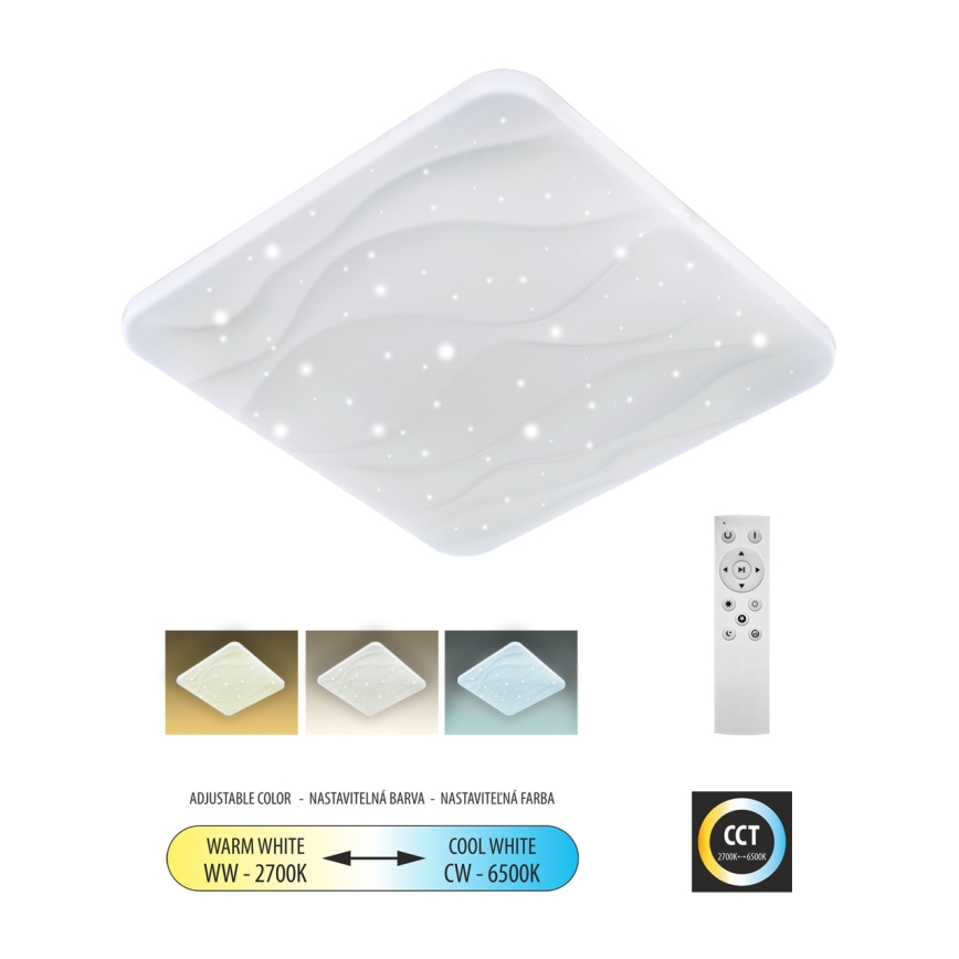LED Prigušiva stropna svjetiljka NERIS LED/60W/230V 2700-6500K 53x53 cm + daljinski upravljač