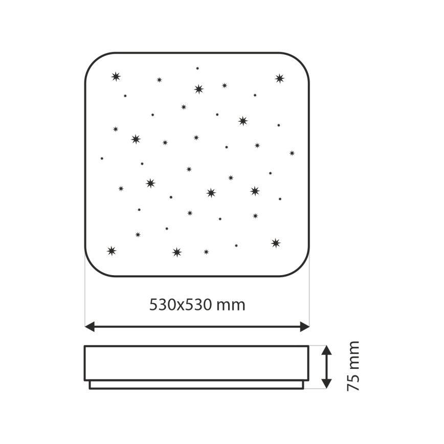LED Prigušiva stropna svjetiljka NERIS LED/60W/230V 2700-6500K 53x53 cm + daljinski upravljač