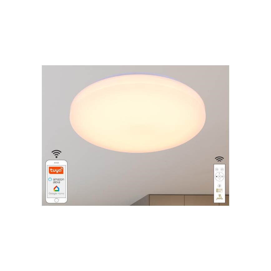 LED Prigušiva stropna svjetiljka OPAL LED/48W/230V 2700-6500K Wi-Fi Tuya bijela + daljinski upravljač