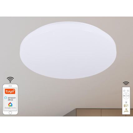 LED Prigušiva stropna svjetiljka OPAL LED/48W/230V 2700-6500K Wi-Fi Tuya bijela + daljinski upravljač