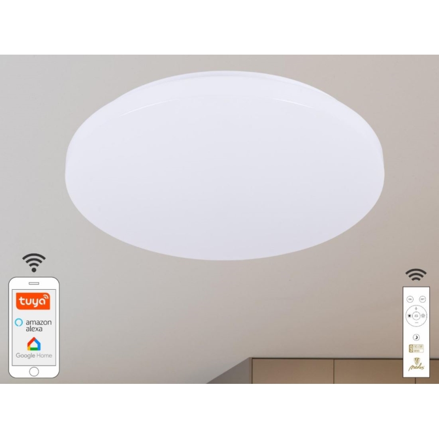 LED Prigušiva stropna svjetiljka OPAL LED/48W/230V 2700-6500K Wi-Fi Tuya bijela + daljinski upravljač