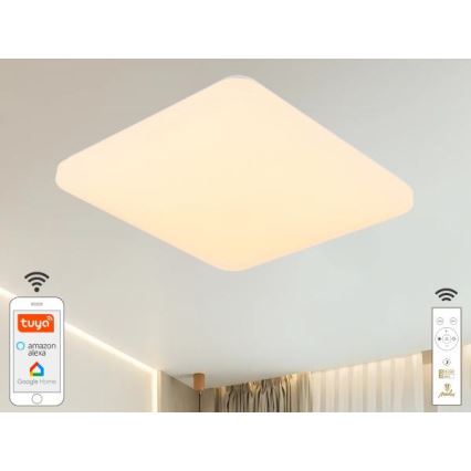 LED Prigušiva stropna svjetiljka OPAL LED/48W/230V 2700-6500K Wi-Fi Tuya bijela + daljinski upravljač