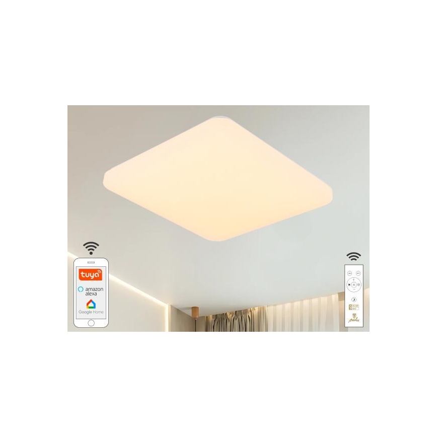 LED Prigušiva stropna svjetiljka OPAL LED/48W/230V 2700-6500K Wi-Fi Tuya bijela + daljinski upravljač