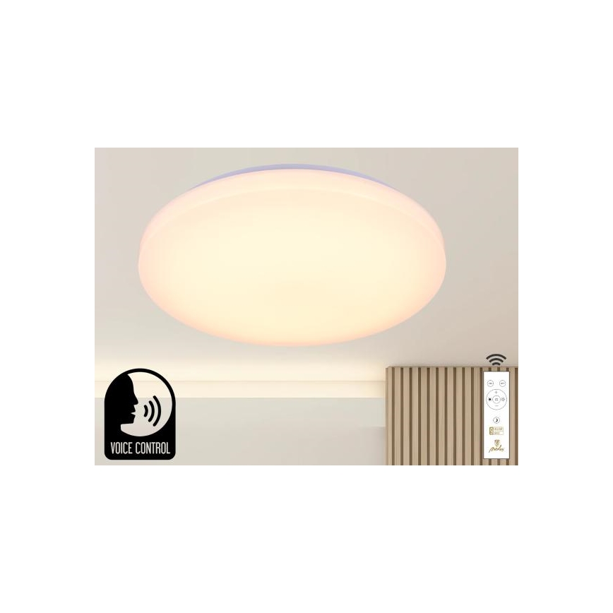 LED Prigušiva stropna svjetiljka s glasovnim upravljanjem OPAL LED/48W/230V 2700-6500K bijela + daljinski upravljač