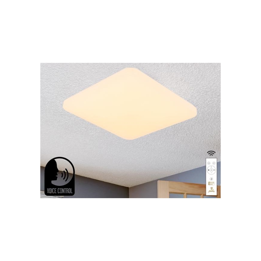 LED Prigušiva stropna svjetiljka s glasovnim upravljanjem OPAL LED/48W/230V 2700-6500K bijela + daljinski upravljač