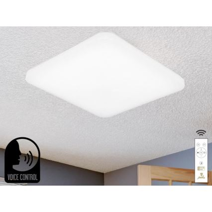 LED Prigušiva stropna svjetiljka s glasovnim upravljanjem OPAL LED/48W/230V 2700-6500K bijela + daljinski upravljač